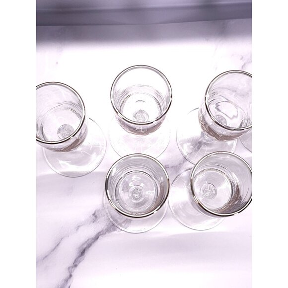 Set Of 6 Vintage Mid-Century Modern Gold Leaf Pattern Cordial Glasses - Picture 13 of 14